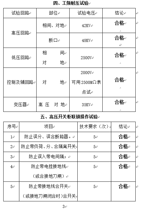 預(yù)裝式變電站試驗(yàn)報(bào)告5